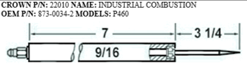 Picture of CROWN22010 INDUSTRIAL COMBUSTION ELECTRODE Replaces Westwood E5-100, E5-100-2pk