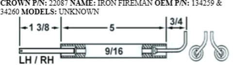 Picture of Crown22087 IRON FIREMAN ELECTRODE Replaces Westwood E5-100, E5-100-2pk