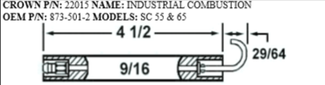 Picture of CROWN22015 INDUSTRIAL COMBUSTION ELECTRODE Replaces Westwood E5-100, E5-100-2pk