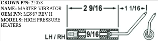 Picture of CROWN25058 MASTER VIBRATOR ELECTRODE Replaces Westwood E5-100, E5-100-2pk