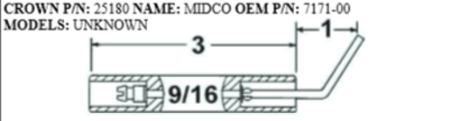 Picture of Crown25180 MIDCO ELECTRODE Replaces Westwood E5-100, E5-100-2pk