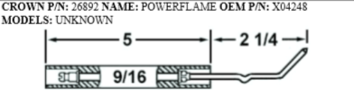 Picture of Crown26892 POWERFLAME ELECTRODE Replaces Westwood E5-100, E5-100-2pk