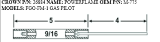 Picture of Crown26884 POWERFLAME ELECTRODE Replaces Westwood E5-100, E5-100-2pk