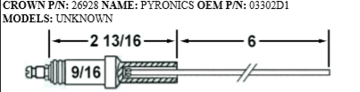 Picture of Crown26928 PYRONICS ELECTRODE Replaces Westwood E5-100, E5-100-2pk