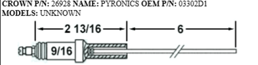 Picture of Crown26928 PYRONICS ELECTRODE Replaces Westwood E5-100, E5-100-2pk