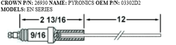 Picture of Crown26930 PYRONICS ELECTRODE Replaces Westwood E5-100, E5-100-2pk