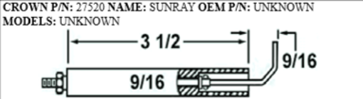 Picture of Crown27520 SUNRAY ELECTRODE Replaces Westwood E5-100, E5-100-2pk
