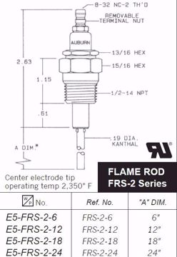 Picture of REF # FRS-2-18 AUBURN FLAME ROD