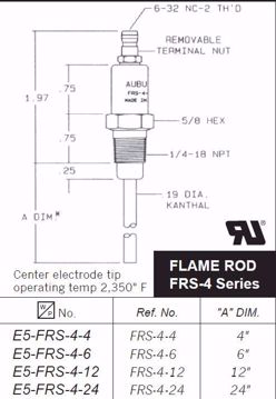 Picture of REF # FRS-4-12 AUBURN FLAME ROD