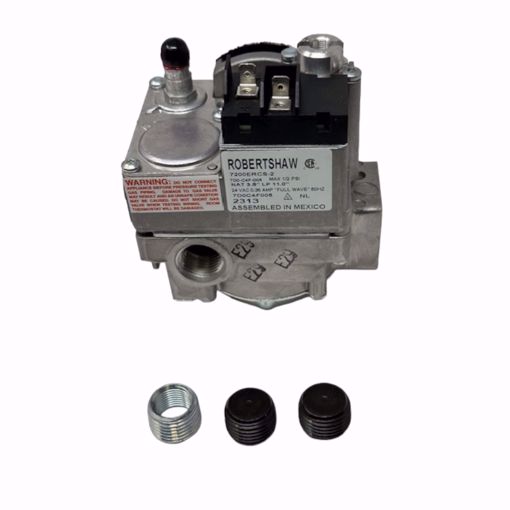 Picture of 720-472 STANDING PILOT DUAL GAS VALVE CONTROL 24 VOLT 1/2" INLET X 1/2" OUTLET OR OPTIONAL 1/2" SIDE OUTLETS WITH PLUGS, CAPACITY 150,000 BTU, COMES WITH ONE 1/2" X 3/8" REDUCING BUSHING. ALSO HAS REGULATOR K