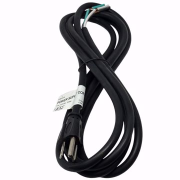Picture of MA-09709 9' 16/3 Black, Three Conductor, SJTW, 125v, 13a Rating Power Supply Cord UL Listed