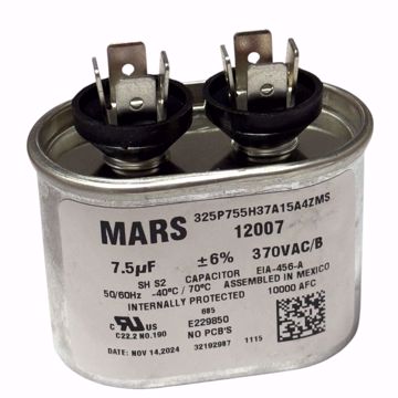 Picture of 12007 MARS 7.5MFD 370VAC OVAL RUN CAPACITOR