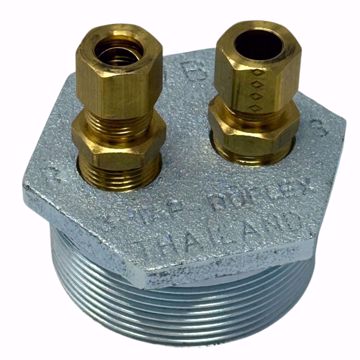 Picture of 14468 BECKETT DUPLEX BUSHING W/ 3/8 INCH MALE COMP 3-WAY TAP